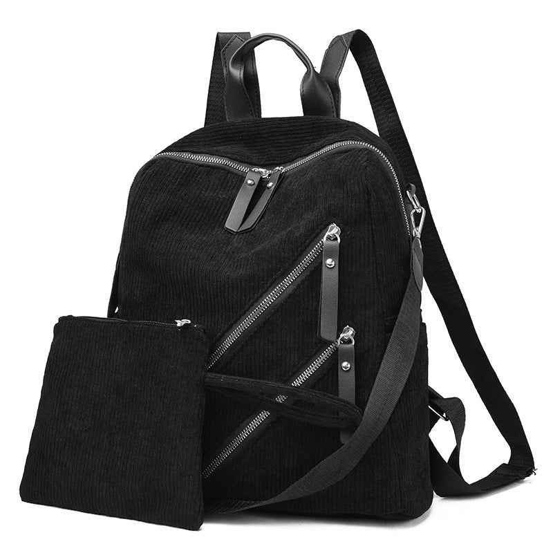 Simple Street Trendy Women’s Backpack – Large Capacity Corduroy Casual Bag for Daily, School & Travel Use