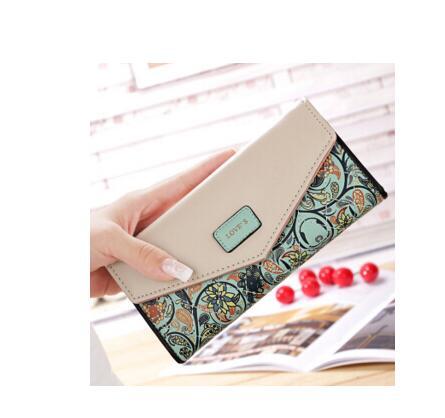 BIRDS Mid-Length Women's Wallet - Embroidered Flower PU Leather Zip Purse