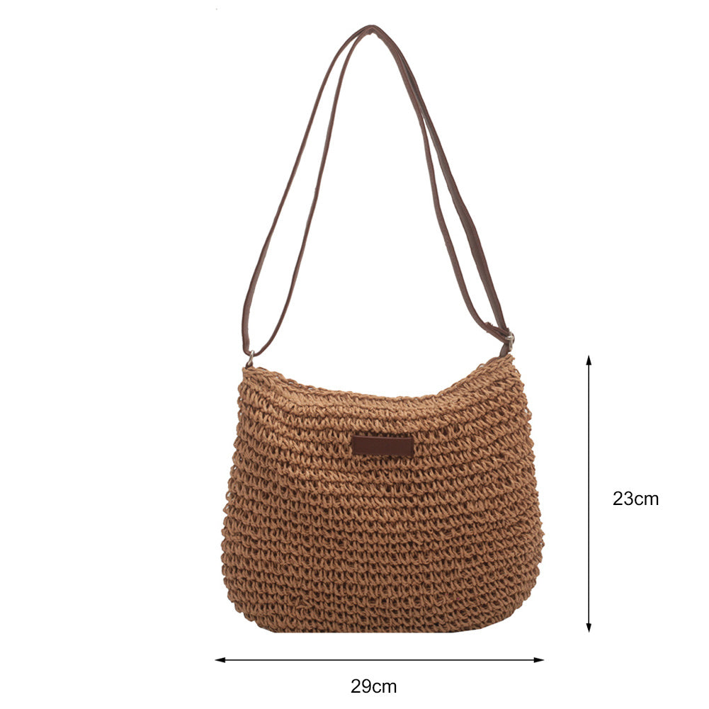 Niche Design Vacation Straw Tote Bag – Women’s Woven Handbag for Beach, Travel, and Summer Outings