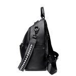 Women’s Genuine Cowhide Leather Backpack – Large Capacity Travel Schoolbag with Rivets, Stylish College Design
