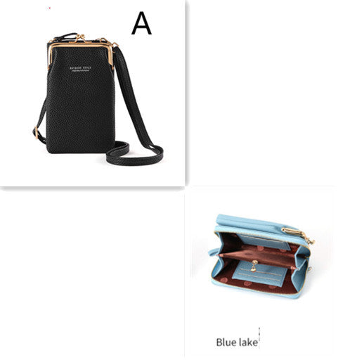 Fashion Lychee Pattern Crossbody Bag - Solid Color PU Leather Diagonal Shoulder Bag