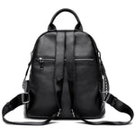 Women’s Genuine Cowhide Leather Backpack – Large Capacity Travel Schoolbag with Rivets, Stylish College Design