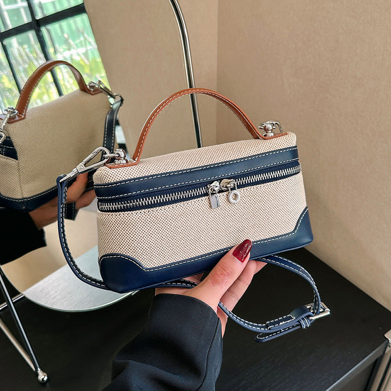 Fashion Small Square Bag for Women – Retro Canvas Shoulder Bag, Portable Casual Handbag for Daily Use