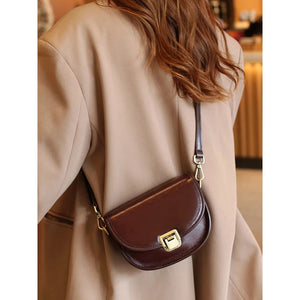 Vegetable Tanned Top Layer Cowhide Shoulder Bag for Women – Genuine Leather Half Moon Crossbody