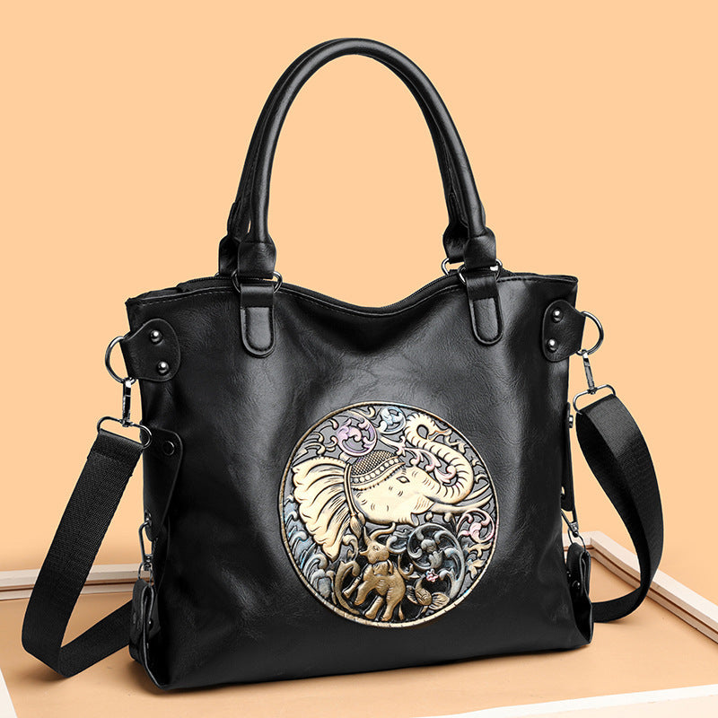 Retro Chinese Style Soft Bread Shoulder Bag – Elegant PU Leather Crossbody in Brown or Black