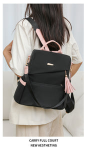 Women’s Oxford Cloth Backpack – Stylish Anti-Theft PU Travel Bag, Casual Double Shoulder Schoolbag for Girls