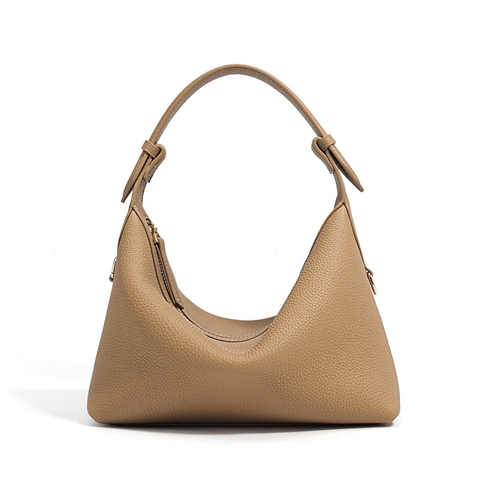Genuine Leather Women’s Crossbody Bag – Soft Cowhide Dumpling Shape Shoulder Bag for Daily Use