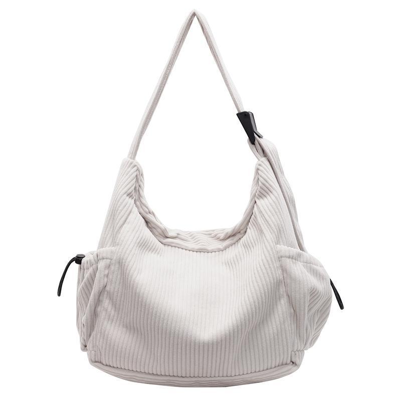 Corduroy Tote Women’s Large Capacity Bag – Simple Soft Shoulder Messenger Bag for Daily Use