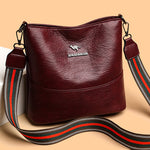 European American Simple Versatile Bucket Bag – Soft PU Leather Shoulder Handbag for Women