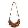 Fashion Retro Rivet Crossbody Bag for Women – Metallic Matte PU Underarm Shoulder Bag