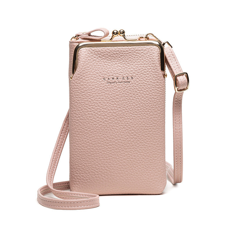 Fashion Lychee Pattern Crossbody Bag - Solid Color PU Leather Diagonal Shoulder Bag