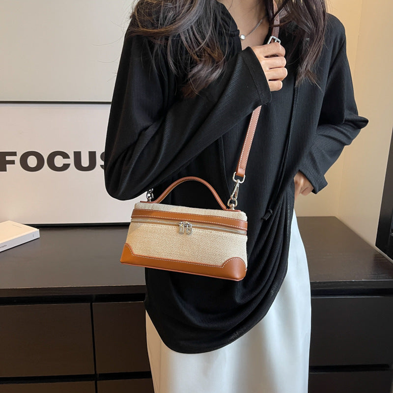 Fashion Small Square Bag for Women – Retro Canvas Shoulder Bag, Portable Casual Handbag for Daily Use