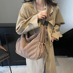Corduroy Tote Women’s Large Capacity Bag – Simple Soft Shoulder Messenger Bag for Daily Use