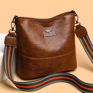 European American Simple Versatile Bucket Bag – Soft PU Leather Shoulder Handbag for Women
