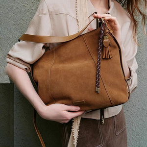 Autumn Winter Vintage Deerskin Velvet Tote – Large Capacity Crossbody Shoulder Bag for Women