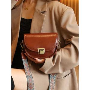 Vegetable Tanned Top Layer Cowhide Shoulder Bag for Women – Genuine Leather Half Moon Crossbody