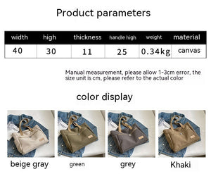 Women’s Canvas Shoulder Tote Bag – Large Casual Handbag with Contrast Stitching, Daily Travel and Work Bag