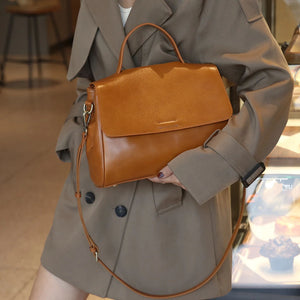 Tote Large Capacity Portable Fashion Shoulder Bag – Genuine Leather All-match Handbag for Women