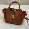 Women’s Fashion Korean Small Tote Bag – Simple PU Leather Bucket Handbag for Daily Use