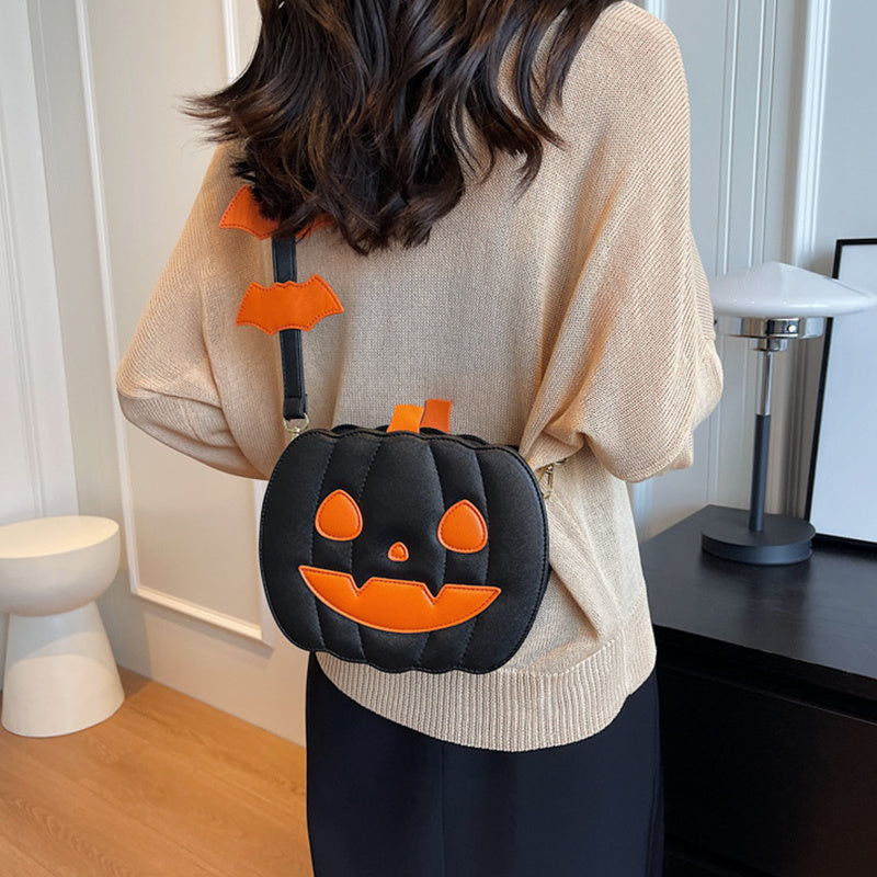 Funny Pumpkin Halloween Crossbody Bag – Cute PU Shoulder Bag for Women