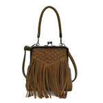 Tassel Retro Rivet Shoulder Messenger Bag for Women – Soft PU Leather Crossbody Handbag