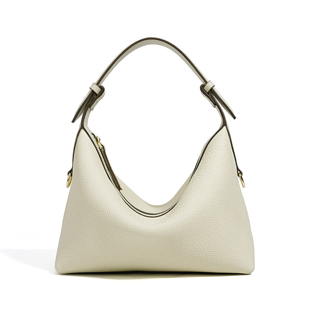 Genuine Leather Women’s Crossbody Bag – Soft Cowhide Dumpling Shape Shoulder Bag for Daily Use