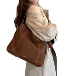 Large Capacity Simple Soft Suede Messenger Bag – High-grade Leather Bucket Shoulder Bag for Daily Use