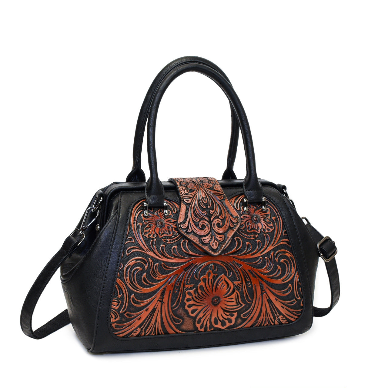 Handmade Carved One-Shoulder Women's Leather Bag – Retro PU Pillow Shape Shoulder Handbag