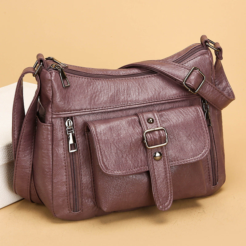 Retro Soft Leather Shoulder Messenger Bag – Large Capacity PU Crossbody Tote for Women