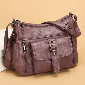 Retro Soft Leather Shoulder Messenger Bag – Large Capacity PU Crossbody Tote for Women