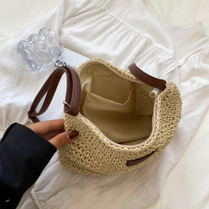 Niche Design Vacation Straw Tote Bag – Women’s Woven Handbag for Beach, Travel, and Summer Outings