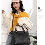 Women’s Large-Capacity Retro Tote Bag – Simple PU Crossbody Handbag for Work, Travel, and Daily Use