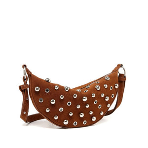 Fashion Retro Rivet Crossbody Bag for Women – Metallic Matte PU Underarm Shoulder Bag