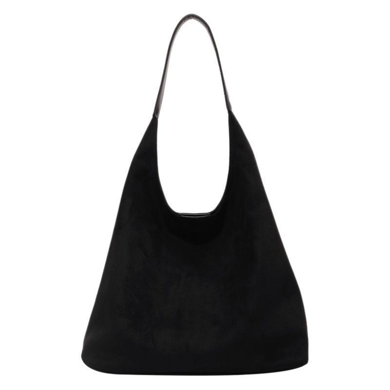 Women’s One-Shoulder Underarm Bag – Large Capacity Suede Tote, Simple Solid Color Casual Commuter Handbag