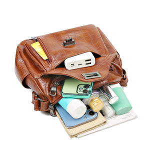 New Fashion Large Capacity Knitted Messenger Bag – Soft PU Leather Crossbody for Women