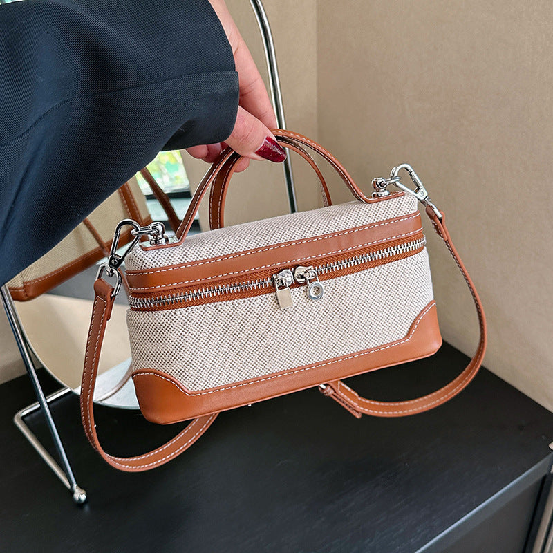Fashion Small Square Bag for Women – Retro Canvas Shoulder Bag, Portable Casual Handbag for Daily Use