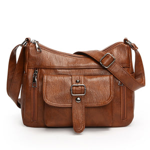 Retro Soft Leather Shoulder Messenger Bag – Large Capacity PU Crossbody Tote for Women