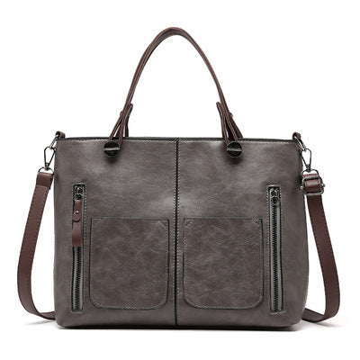 Women’s Large-Capacity Retro Tote Bag – Simple PU Crossbody Handbag for Work, Travel, and Daily Use