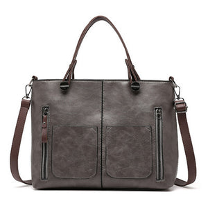 Women’s Large-Capacity Retro Tote Bag – Simple PU Crossbody Handbag for Work, Travel, and Daily Use