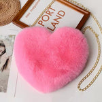 Love Heart Plush Chain Shoulder Bag for Women – Cute Valentine’s Day Party Purse