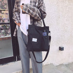 Harajuku Canvas Backpack for Women – Korean Style Tote Shoulder Bag with Pockets, Preppy Student Schoolbag