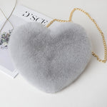 Love Heart Plush Chain Shoulder Bag for Women – Cute Valentine’s Day Party Purse