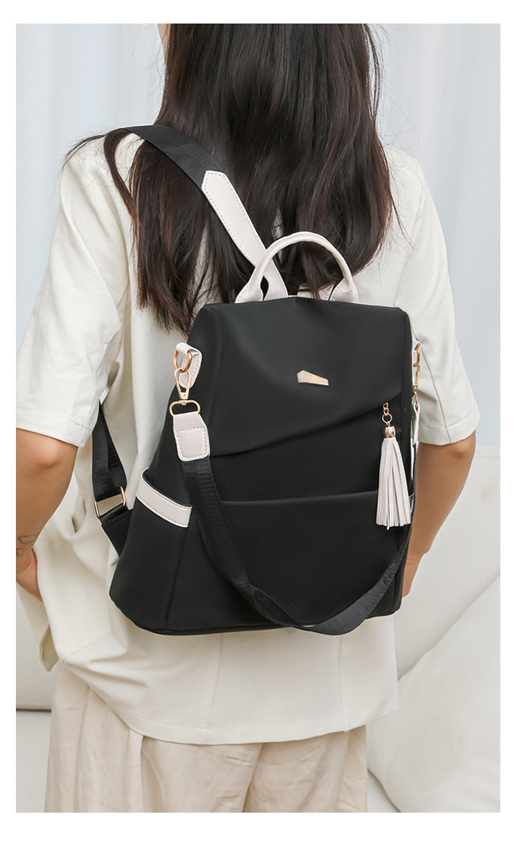 Women’s Oxford Cloth Backpack – Stylish Anti-Theft PU Travel Bag, Casual Double Shoulder Schoolbag for Girls