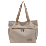 Women’s Canvas Shoulder Tote Bag – Large Casual Handbag with Contrast Stitching, Daily Travel and Work Bag