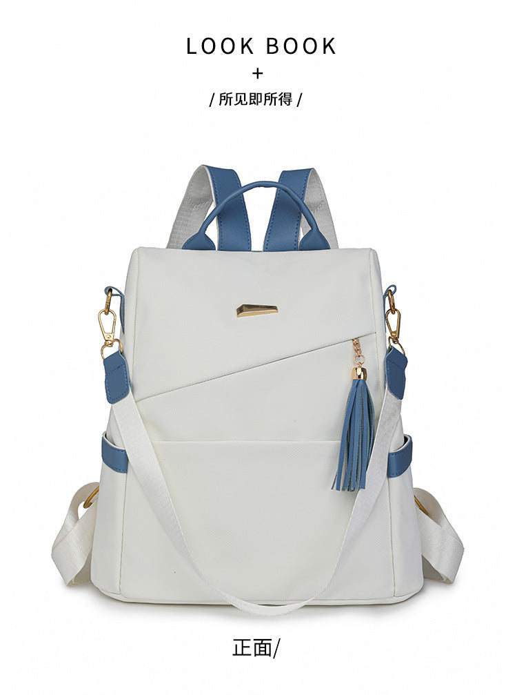 Women’s Oxford Cloth Backpack – Stylish Anti-Theft PU Travel Bag, Casual Double Shoulder Schoolbag for Girls