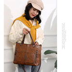 Women’s Large-Capacity Retro Tote Bag – Simple PU Crossbody Handbag for Work, Travel, and Daily Use