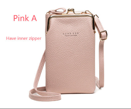 Fashion Lychee Pattern Crossbody Bag - Solid Color PU Leather Diagonal Shoulder Bag