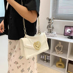 Fashion Portable Small Square Bag – Genuine Leather Flip Double Compartment Shoulder Crossbody Bag