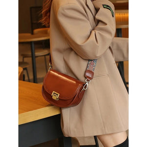 Vegetable Tanned Top Layer Cowhide Shoulder Bag for Women – Genuine Leather Half Moon Crossbody