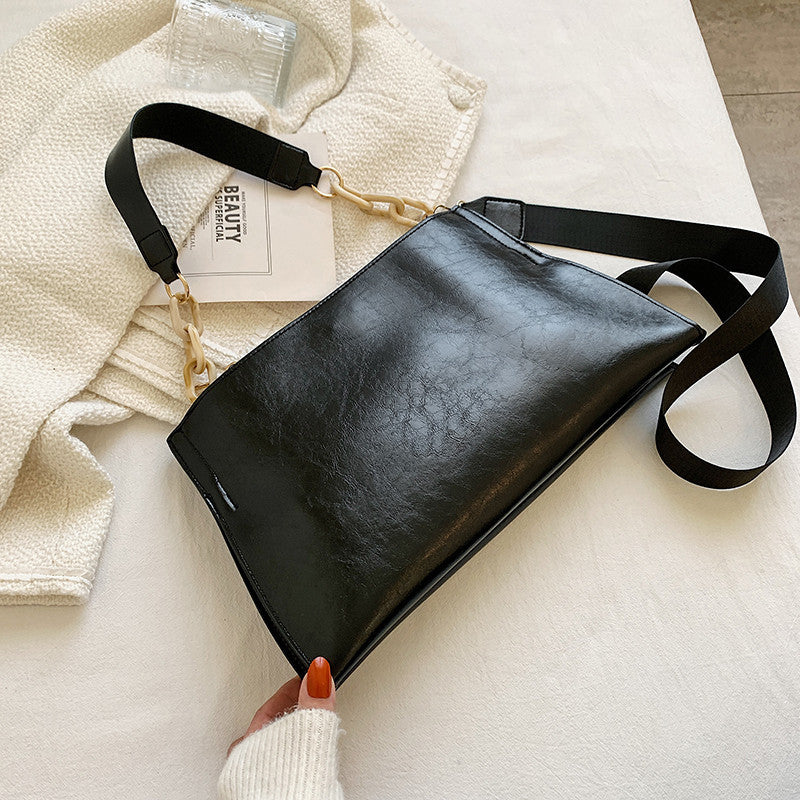 Retro Fashion Trend Large Capacity Crossbody Bag for Women – Casual PU Leather Shoulder Tote